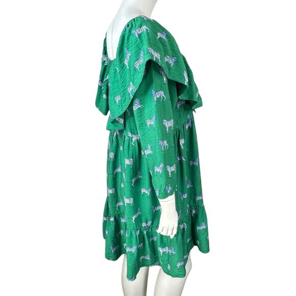 Michelle McDowell Mini Dress Size Medium Zebra Novelty Print Artsy Babydoll - Picture 7 of 9